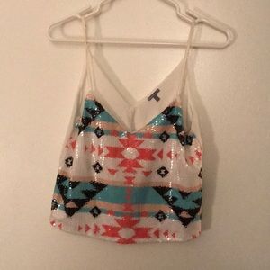 Aztec sequined crop tank